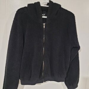 Only Our Story Since 1995 Cozy Black Sherpa Zip-Up Hoodie